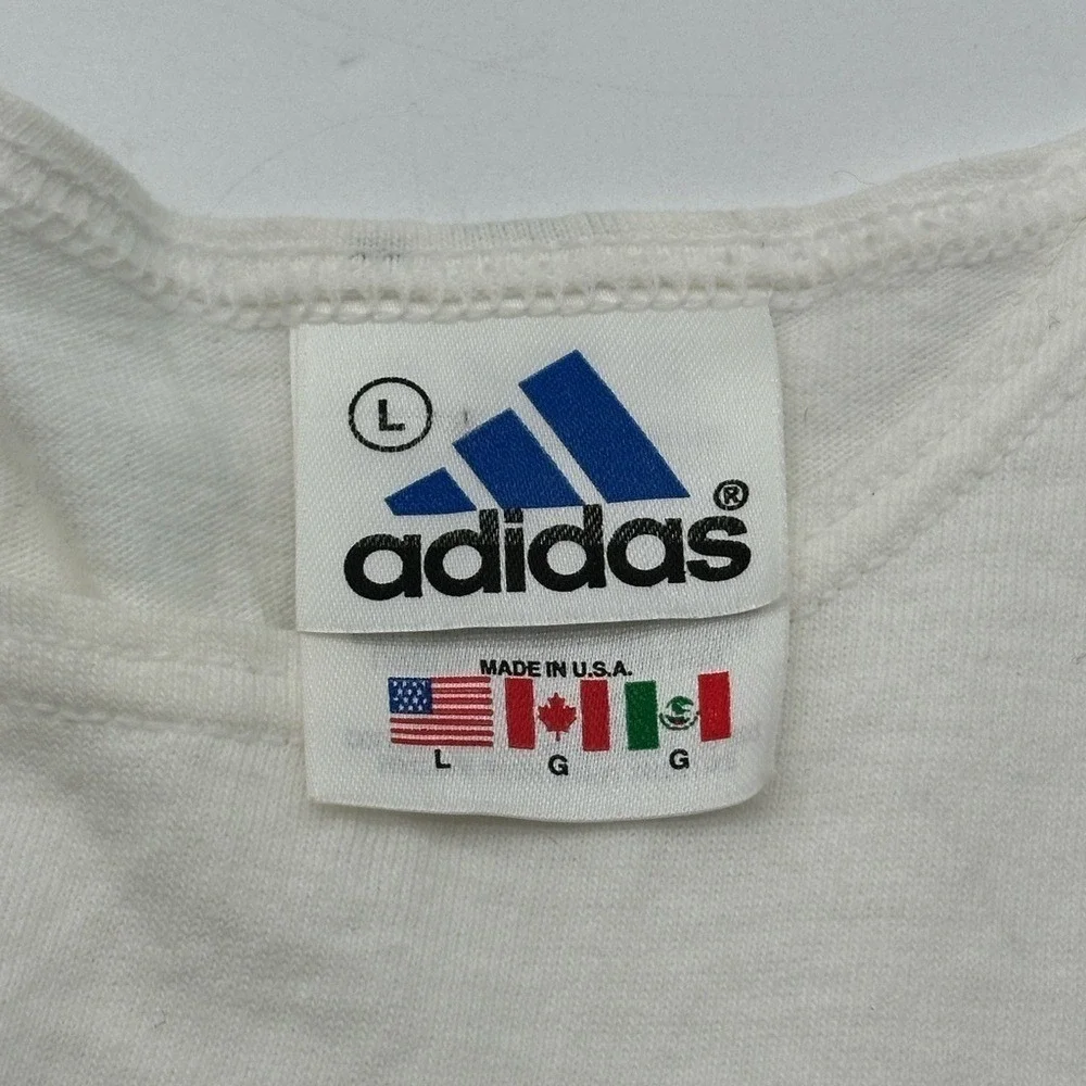 Vintage Adidas Tank Top‎ Mens Large White Embroidered Logo Made in USA 90s Vest